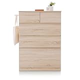 LOWYA （ロウヤ） 収納 チェスト 収納チェスト 4段 引出し5杯 サイドフック リアル木目 タンス 箪笥 洋服タンス 洋服収納 幅80cm オーク おしゃれ