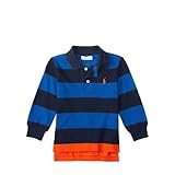 ポロラルフローレン ポニー付 ラグビーボーダー 長袖ポロシャツ ブルーマルチ (男の子12～24か月用) 18M [並行輸入品]