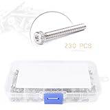 Mallofusa 230pcs M2 メトリック 六角 ソケット ボタン ヘッド ボルト ナット ステンレス鋼