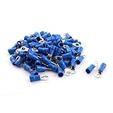 100PCS 12-10AWG 6.4ミリメートルブルー事前絶縁リング圧着端子コネクタ