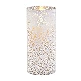 Luminara Flameless Candleシルバーマーキュリーガラスピラー円柱8インチ