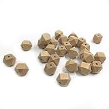 Amyster 50pcs Baby Teether Toys 0.79inch(20mm) Wooden Geometric Hexagon Beads Nursing Chewing Wooden