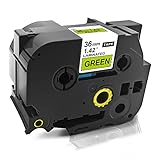 ピータッチ ラミネートテープ TZe-761 緑地黒文字 単品 幅36mm 【長さ 8m】 brother ラベルテープ 互換 テプラ テープ ブラザー用 TZeテープ (緑地黒文字)