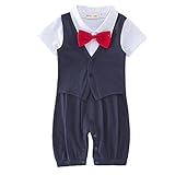 Zhhlinyuan 良質 Newborn Gentleman Romper Clothing Summer 赤ちゃん Boys Short Sleeve Jumpsuit