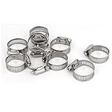 uxcell　ホースバンド　メタル製　調節可能　シルバートーン　18-32mm　10個入