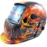 XtremepowerUS Auto-Darkening Solar Powered Welding Helmet (Flames Skull) by XtremepowerUS