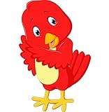 Wallmonkeys Cute Red Bird Cartoon Peel and Stick Wall Decals WM359247 (18 in H x 18 in W) [並行輸入品]