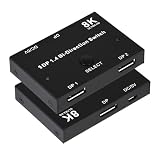 8K Displayport 切替器 DP 1.4 双方向 DP切替器 Displayport 切替器 8K@30Hz 4K@120Hz HDCP対応 1080P解像度対応 1入力2出力 2入力1出力 DP手動スイッチャー PC/HDTV/プロジェクター/モニターに適応