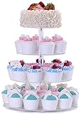 BonNoces Premium Four 4-Tier Crystal Clear Acrylic Glass Round Wedding Cake Stand Cupcake Tree for W