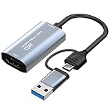 【2025】HDMI キャプチャーボード 4K 1080P 60Hz HDMI - USB 3.0/Type C 変換アダプタ ビデオキャプチャー キャプチャー ボード HD画質録画 小型軽量 ゲーム録画/ビデオ録画/ライブ配信用 電源不要 低遅延 Windows/Linux/MAC/Android/iPadOS17に適用 Switch/PS5/PS4/PS3/Xbox用サポート ZYLFN