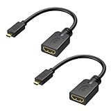 Cable Matters 2本セットMiniHDMI - HDMI変換アダプタ - 14cm、8K / 4K 120Hz 2本セット HDR 14cm ミニHDMIオス-メス、Raspberry Pi Zero対応、ブラック