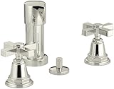 Kohler K-13142-3A-SN Pinstripe Pure Bidet Faucet with Cross Handles, Vibrant Polished Nickel [並行輸入品]