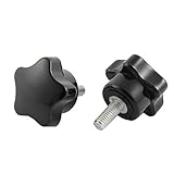 uxcell ねじノブ 星型 スター型のヘッド ねじタイプ クランプねじ ブラック ネジ径6mm 2個入り