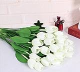 ETGtek(TM) 1セットの人工シルクレアルタッチチューリップ花束ホームルームや誕生日の庭の装飾（ホワイト）