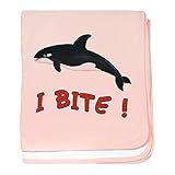 CafePress – Whale – I Bite – -スーパーソフトベビー毛布、新生児おくるみ ピンク 05554868756832E