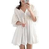 Spinas (スピナス) マタニティウェア ふんわりその姿に惚れ、バルーンスリーブフレアブラウス (ホワイト)