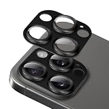 iPhone 16 Pro / 16 Pro Max 対応 カメラ保護 ガラスフィルム 硬度9H 強化ガラス アイフォン16 プロ / 16 プロMax カメラレンズプロテクター 衝撃吸収 飛散防止 全面保護 黒縁取り 露出オーバー防止 アルミ合金 カメラカバー 高透過率 自動吸着 気泡ゼロ 汚れ防止 貼り付け簡単（2枚セット）(ブラック)