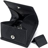 RenLianyi 本革 コインケース 小銭入れ メンズ レディース ボックス型 【裏面にカードポケット×1】 コンパクト 小さい 薄型 ボタン式 カードポケット付き カード入れ 1枚収納 ブラック