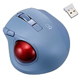 ナカバヤシ 小型無線静音5ボタン レーザー式親指トラックボール／ブルー MUS-TRLF224BL
