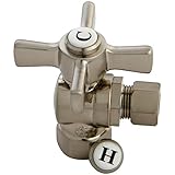 KINGSTON BRASS CC33108ZX Millennium 3/8-Inch FIP X 3/8-Inch OD Compression Angle Stop, Satin Nickel 