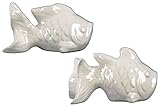 Urban Trends Collection 42500-AST 4 Piece Gloss White Ceramic Koi Fish Figurine Assortment, Set of T