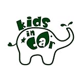 ゾウさん Kids in car カッティング ステッカー ダークグリーン 深緑