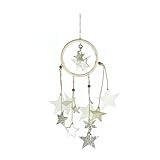 (dream catcher) - Roser Life Dream Catcher Handmade Wall Hanging Beige Gold Star Decor (Pack of 1)
