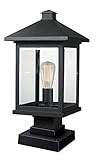 Z-Lite ZLT-531PHBS-SQPM-BK Portland Black 1-Light Outdoor Pier Mount Light [並行輸入品]