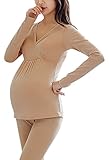 FEOYA 授乳服 妊婦 冬 パジャマ ルームウェア セット 前開き 長袖 便利 マタニティ 保温 暖かい 柔らかい エレガント 通気性が優れる スレンダー 調節可能ウェスト 弾力富む 通気性が優れる