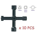 FIT TOOLS 4WAYユニバーサル十字多功能レンチ 三角ソケット10mm、正方ソケット6mm/8mm、丸ソケット13mm