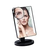 lEshP 36 LEDデスクメイクアップミラーメイクアップミラーポータブルミラーwithライト10 x拡大鏡ライト付きミラーデスク化粧台メイクアップミラー調整可能な輝度LED Comesticミラー