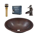 Sinkology bou-1713bc-f042 chrodinger All - in - One銅バスルームシンクデザインキットwith Pfisterセンターセット素朴なブロンズ蛇口とドレイン