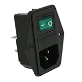 uxcell　オス電源プラグ　スイッチ　AC 10A 250V IEC320 C14 インレット モジュール プラグ ネオン ランプ ボートタイプ