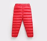 Jessica キッズ 子ども 冬厚くて暖かい 防寒 冷え取り冬物 防風軽薄保温タウンズボン　男女兼用 (130cm, 赤)