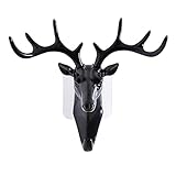 Creazy Deer Head自己粘着ウォールドアフックハンガーバッグキーStickyホルダー ブラック