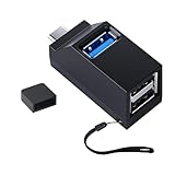 Type-Cハブ 3ポート タイプc ハブ USB3.0＋USB2.0コンボ 超小型 ポート拡張 高速 軽量 携帯便利 1個入り コンパクト (ブラック)