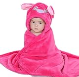 【ベビー】動物着ぐるみ風ポンチョ　毛布　１００ｃｍ　ピンクモンスター