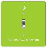 Rikki Knight Keep Calm and Dream on Single Toggle Light Switch Plate, Lime Green [並行輸入品]