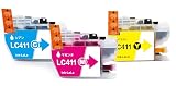 Amazon限定 LC411C LC411M LC411Y 3本セット シアン マゼンタ イエロー ブラザー用 LC411 互換品 対応機種：DCP-/J928N-B/W/J528N/J915N/J1800N/J526N/J926N-B/W/J914N MFC-/J905N/J904N/J739DN/DWN/J939DN/DWN ICチップ搭載