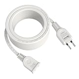 KOZUMUWAN 電源タップ ACアダプタ用電源延長コード 1個口 ホワイト トラッキング火災予防絶縁キャップ付きスイングプラグ 延長コード 屋内用 フリープラグ 180度回転プラグ 2ピンプラグ接続可能 メス-オス (7m, ホワイト)