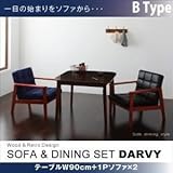 ダイニングセット 3点セット【DARVY】Bタイプ(テーブル幅90cm+1人掛けソファ×2) オーセンティックネイビー×バイキャストブラック ソファ&amp;ダイニングセット【DARVY】ダーヴィ