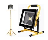 充電式LED投光器+三脚スタンド■ポーペ(POOPEE) 50W充電式LED投光器+三脚スタンド　バッテリー内蔵式ポータブル投光器 6000K 広角 昼白色 角度調整可 防水加工 フラッドライト 1灯