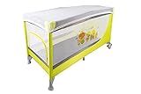 KP179 TRAVEL BABY BED COT PLAYPEN WITH ENTRYWAY AND MOSQUITO NET BLUE YELLOW SALMON (KP0179Y YELLOW)