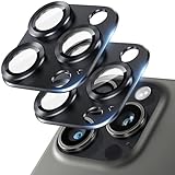 Uneawit カメラフィルム カメラ保護iPhone 15 Pro / 15 Pro Max用 2枚セット レンズカバー カメラカバー レンズ保護カバー カメラ保護フィルム 宇宙航空材料 強化ガラス 超高硬度9Hガラス 5層設計 360°保護 3眼レンズ保護 超高透過率 黒縁取り 露出オーバー防止 防塵 キズ防止 ブラック
