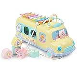 PANCY ベビー おもちゃ シロホン 積み木 ビースコースター 車 4in1 おもちゃセット 女の子 男の子 知育玩具 かわいい (イエロー)