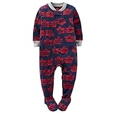 カーターズ ロンパース carter's 男の子用紺x赤COOLな消防車SUVフリース足つきカバーオール (18months(78-83cm)) [並行輸入品]