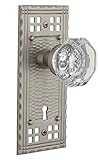 Nostalgic Warehouse Craftsman Plate with Keyhole Waldorf Crystal Knob Privacy - 2.375 Satin Nickel [