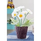 Decorative Potted人工ホワイトシルクGerbera Daisy花/ Faux Floral Decor w /ラウンドポット – MyGift ®