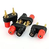 uxcell　デュアル絶縁バインディングポストターミナル　ブラック　レッド　ゴールデン　プラスチック　金属