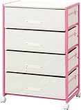 ナカバヤシ ファブリックチェスト カラーフレームタイプ 4段 ピンク FFC-F204KP